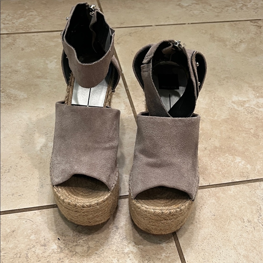 Dolce Vita Taupe Espadrille Wedges
